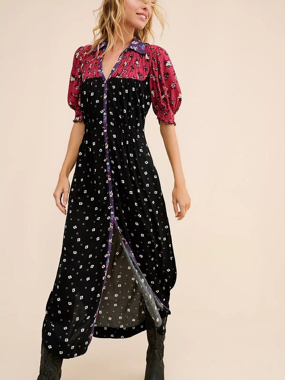 Free People Nora Button Up Midi Dress